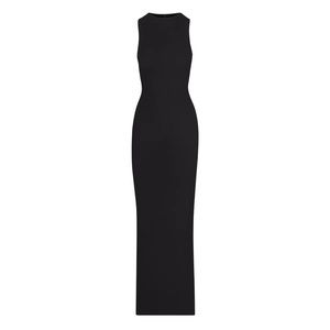 SKIMS SOFT LOUNGE SLEEVELESS LONG DRESS | ONYX  - XXS